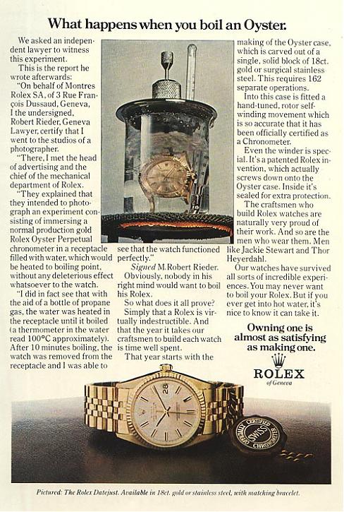 Rolex boiling advertisement