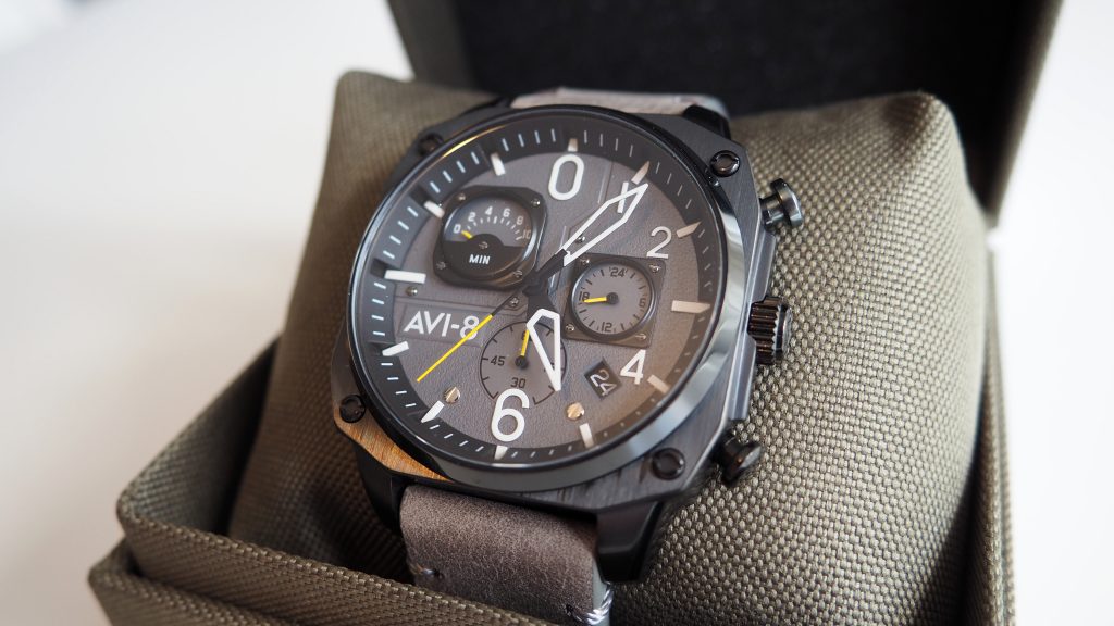 AVI-8 Orologio Uomo AV-4052-05, Quarzo, Cassa In Acciaio Nero, Cinturino In Pelle
