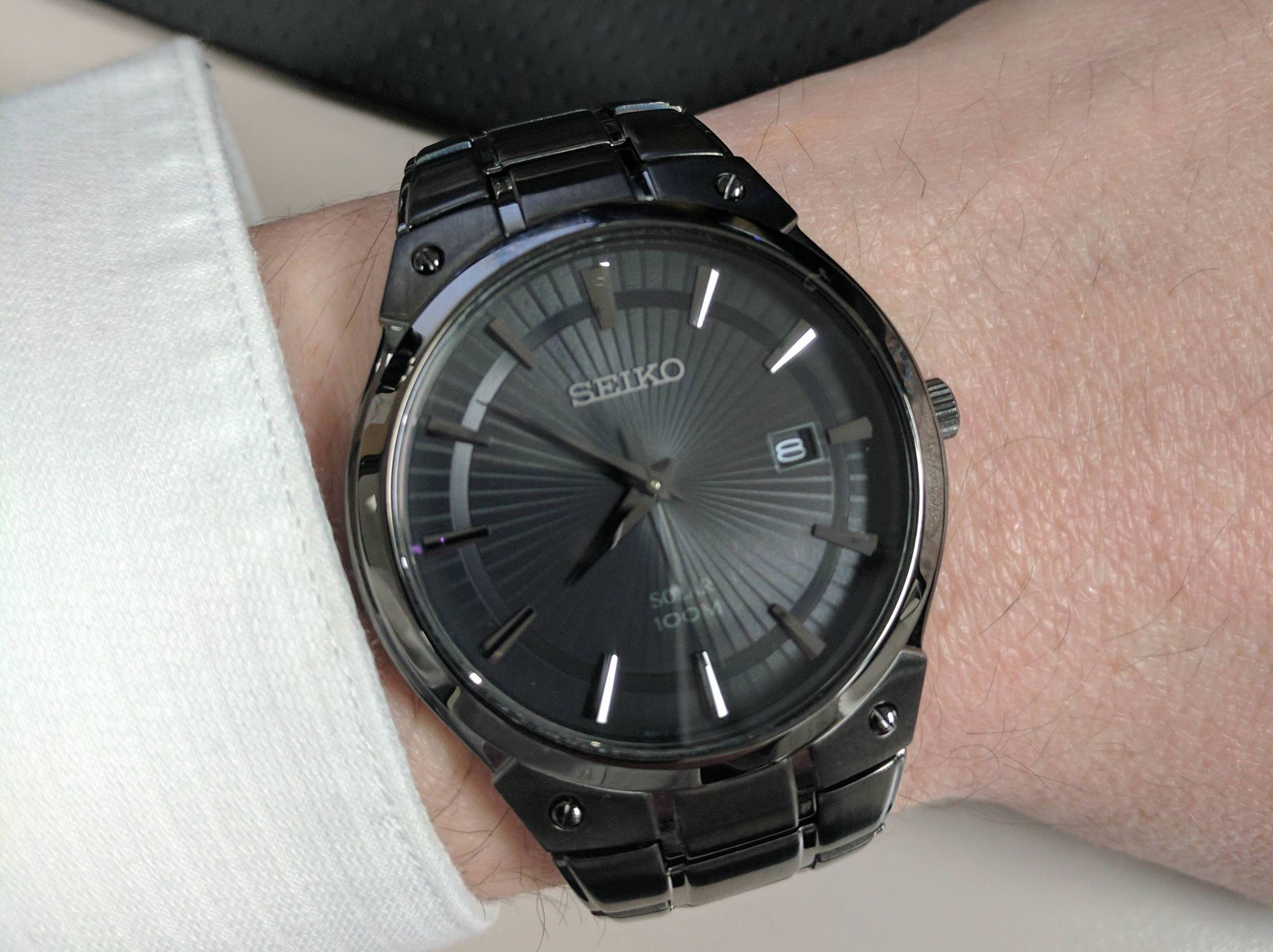 Seiko SNE325 Black Ion Solar Watch Review - WatchReviewBlog