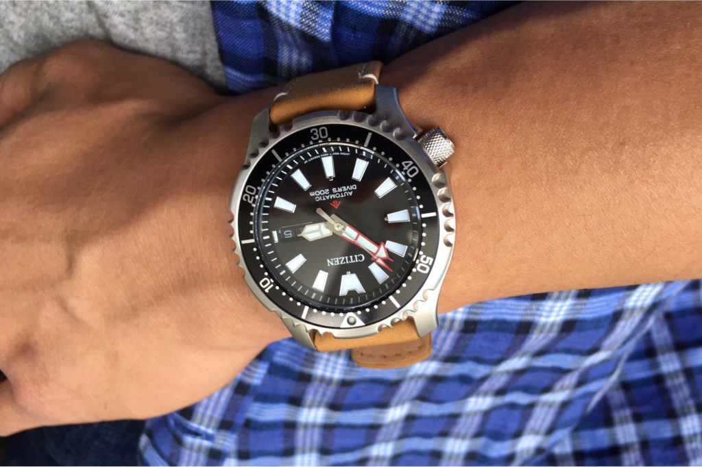 Wrist shot wearing the Citizen Fugu Watch