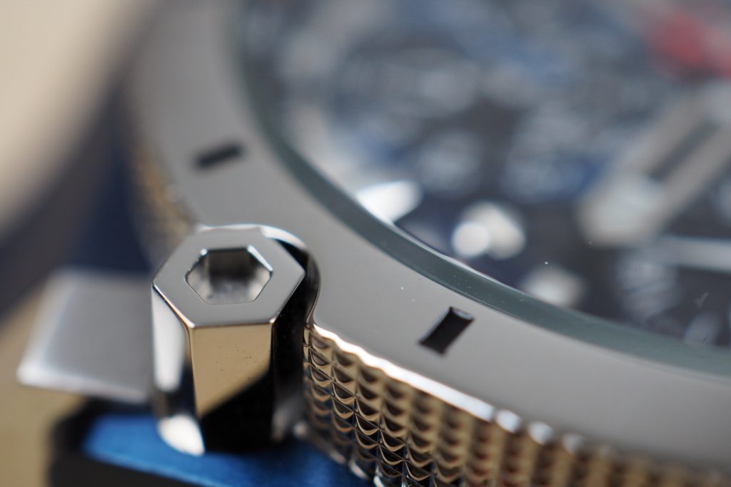 Super macro of Bulova screw