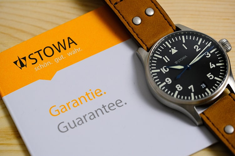 Stowa yellow warranty card with watch