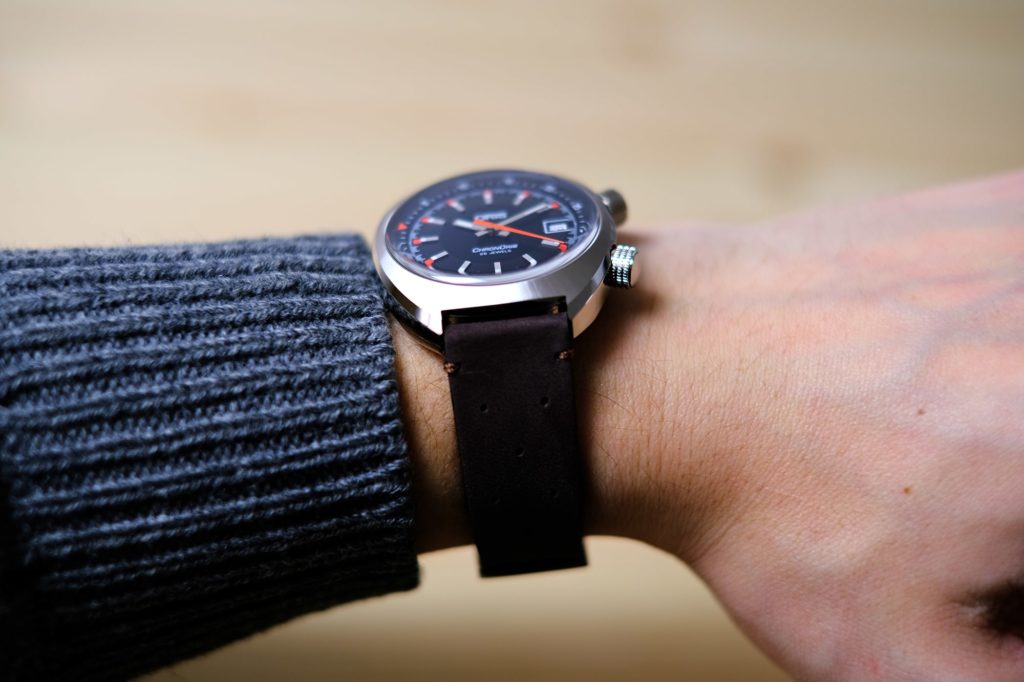 Slim flat case on wrist