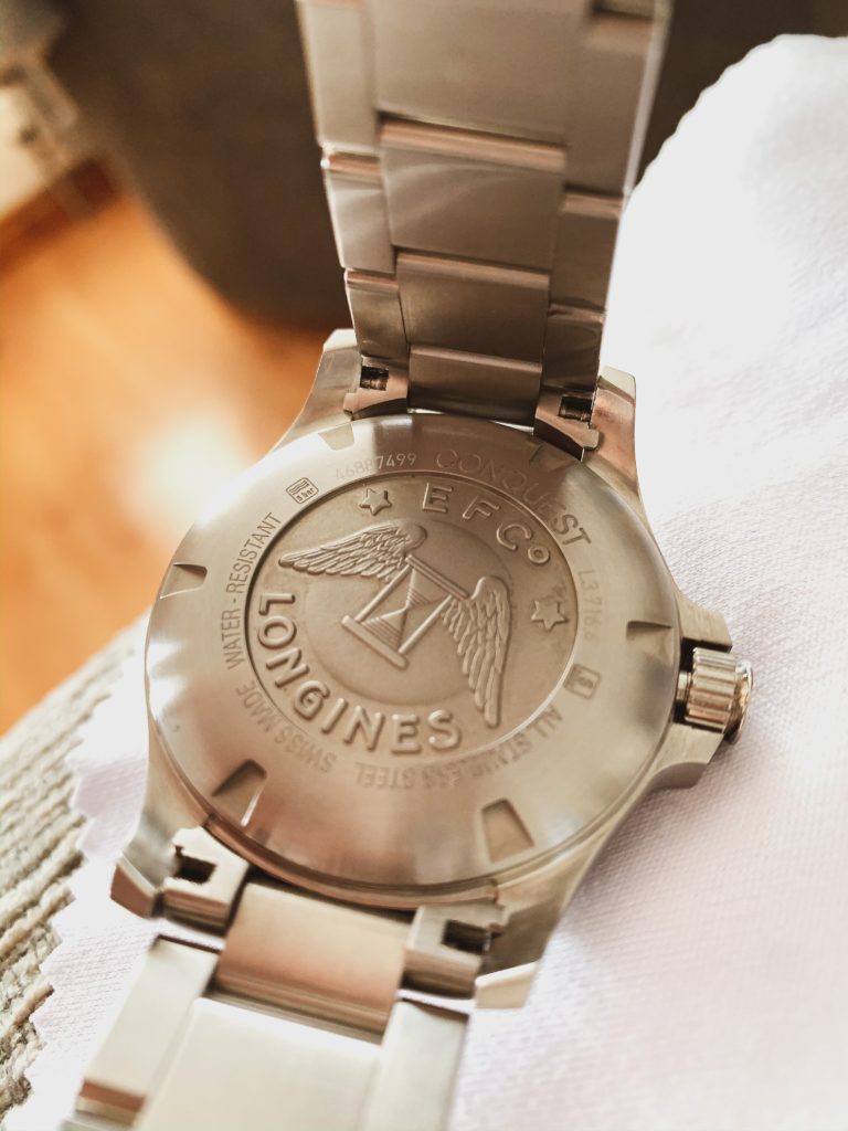 Caseback with engraved Longines logo