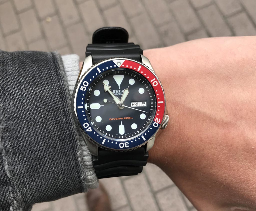 Seiko SKX009 on the wrist
