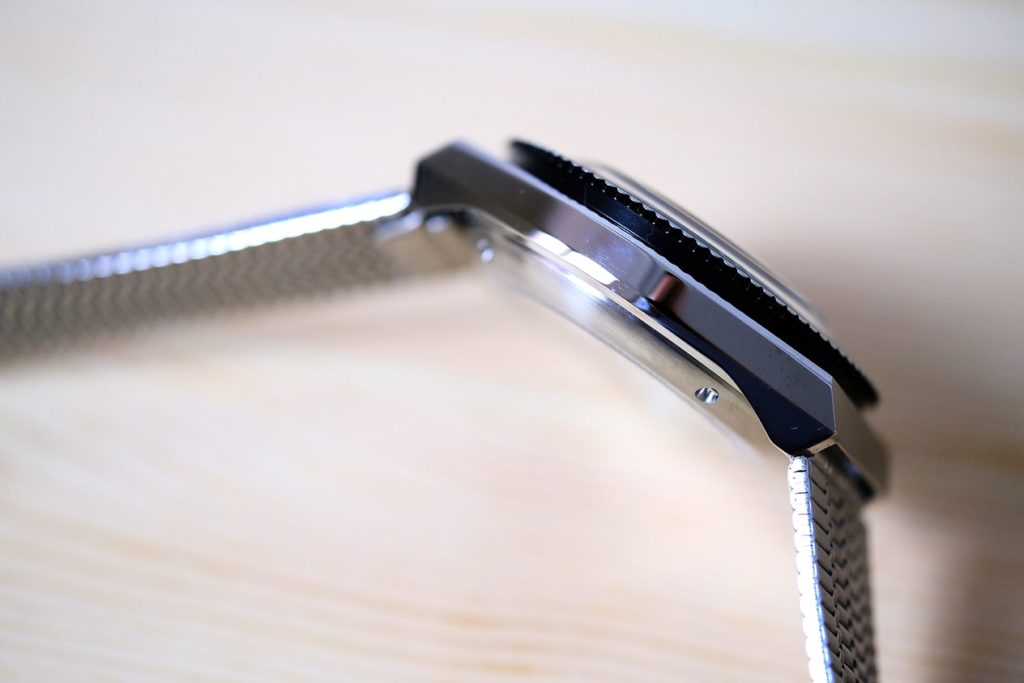 View of stainless steel case