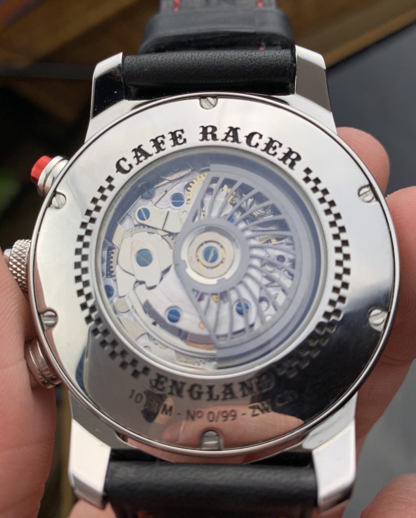 Caseback and Valjoux 7750 movement