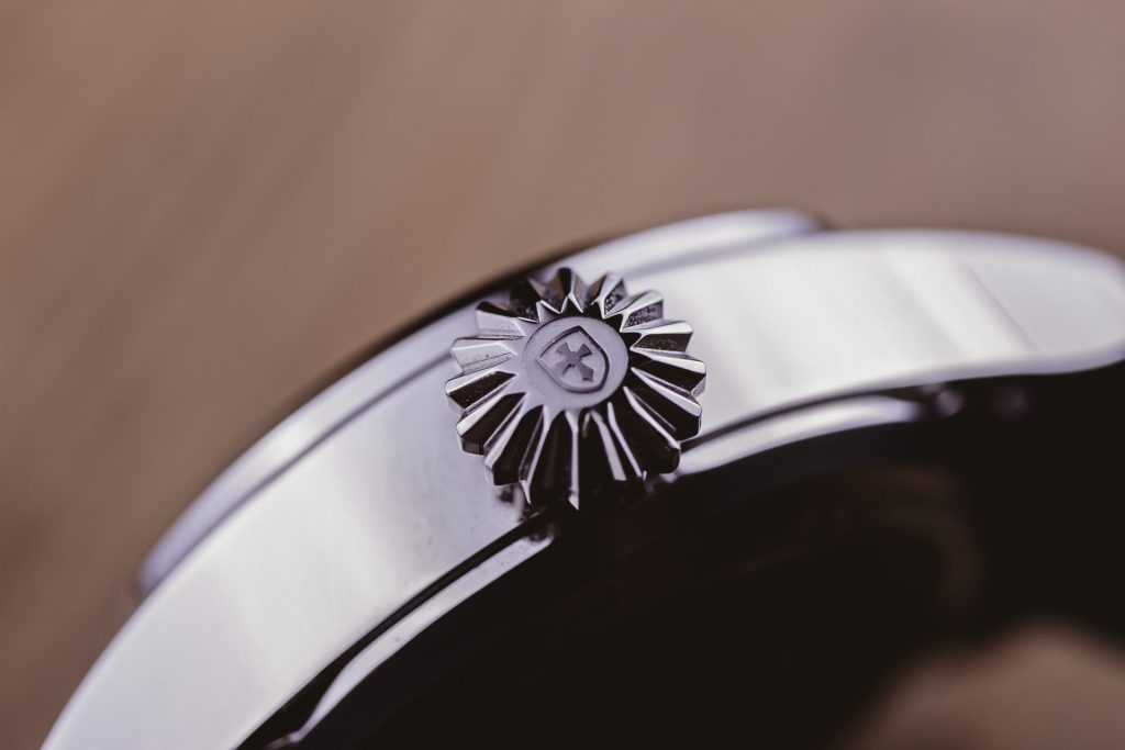 Macro of engraved crown