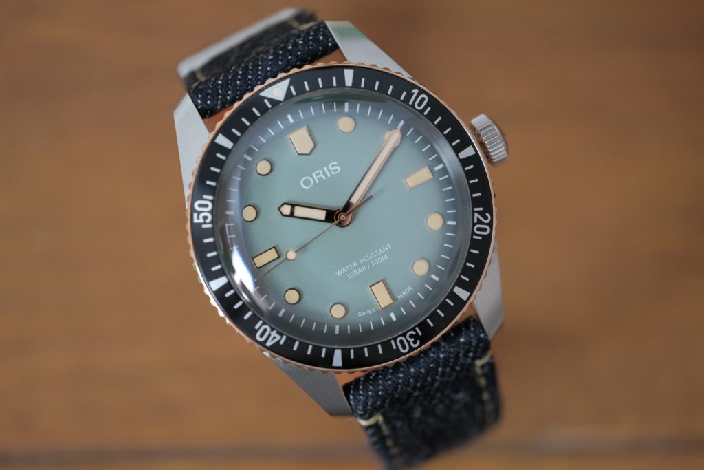 Oris diver 65 dial close up