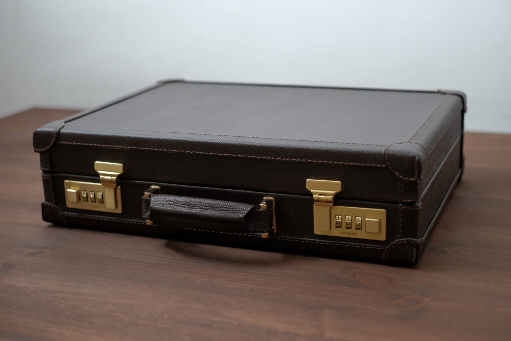 Rugged leather exterior of case