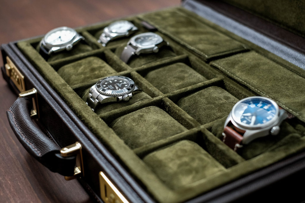 side view of watches inside case