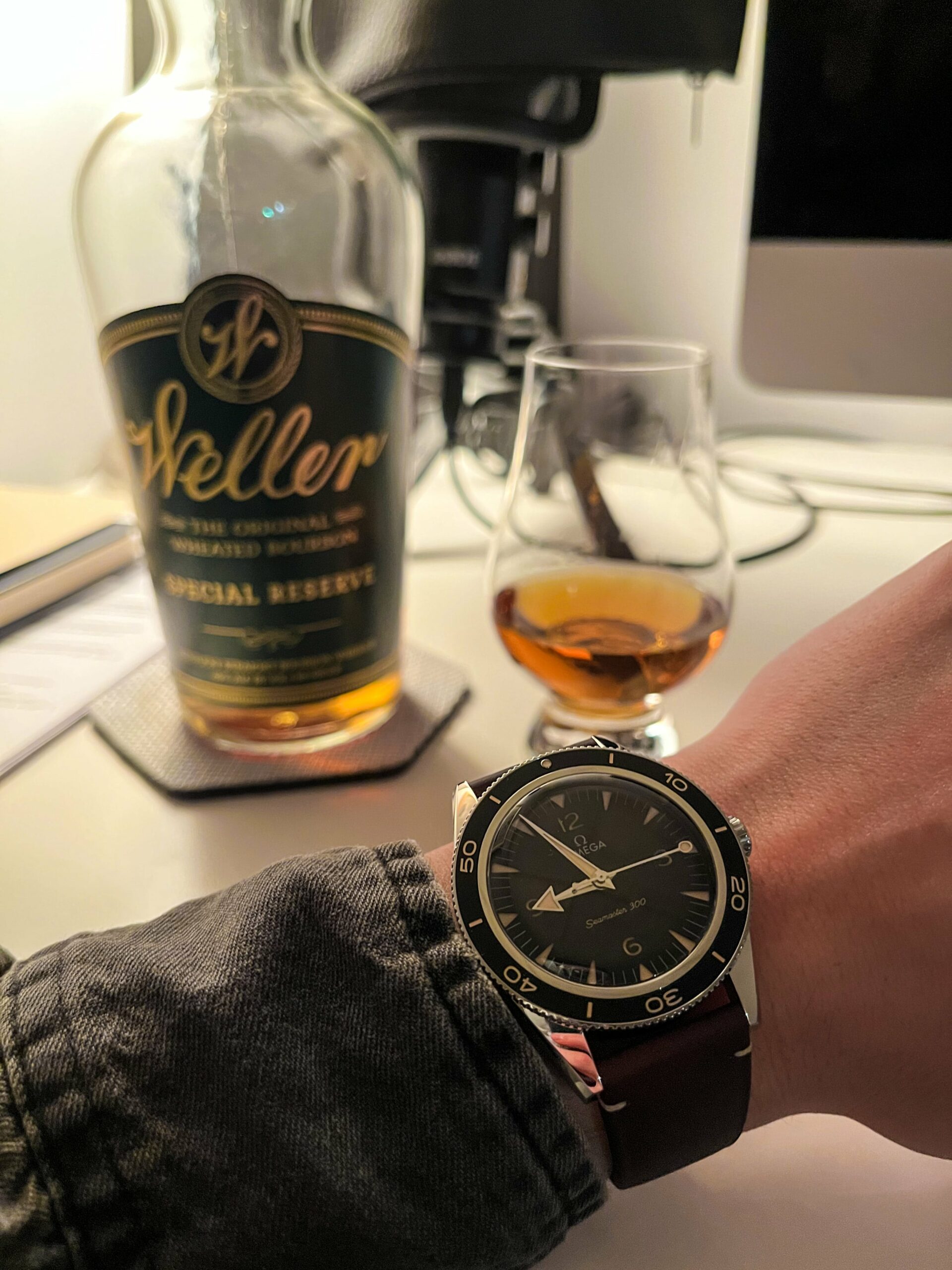 Omega Seamaster 300 with Weller Bourbon Whiskey