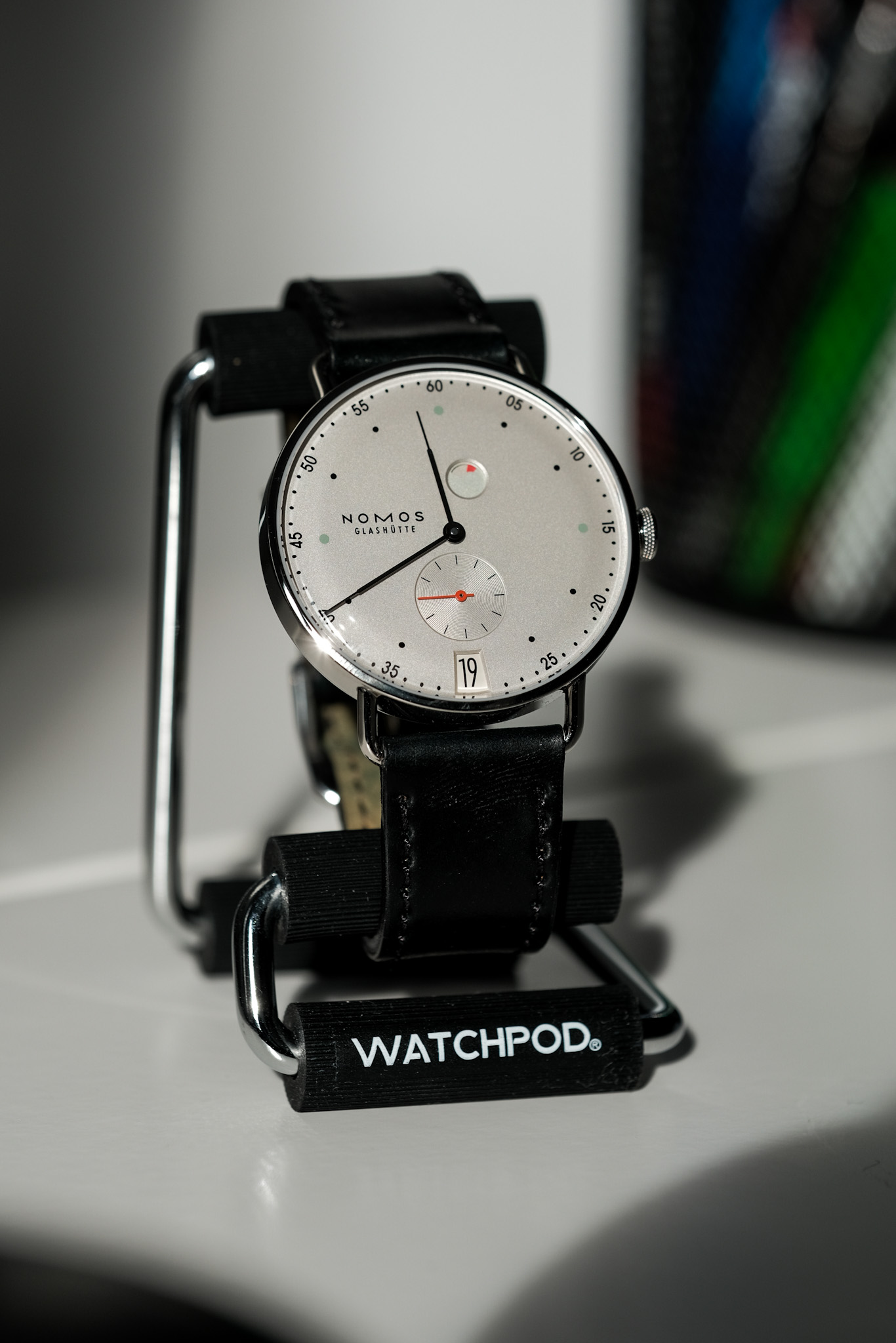 Nomos Metro Power Reserve on the Watch Display Stand