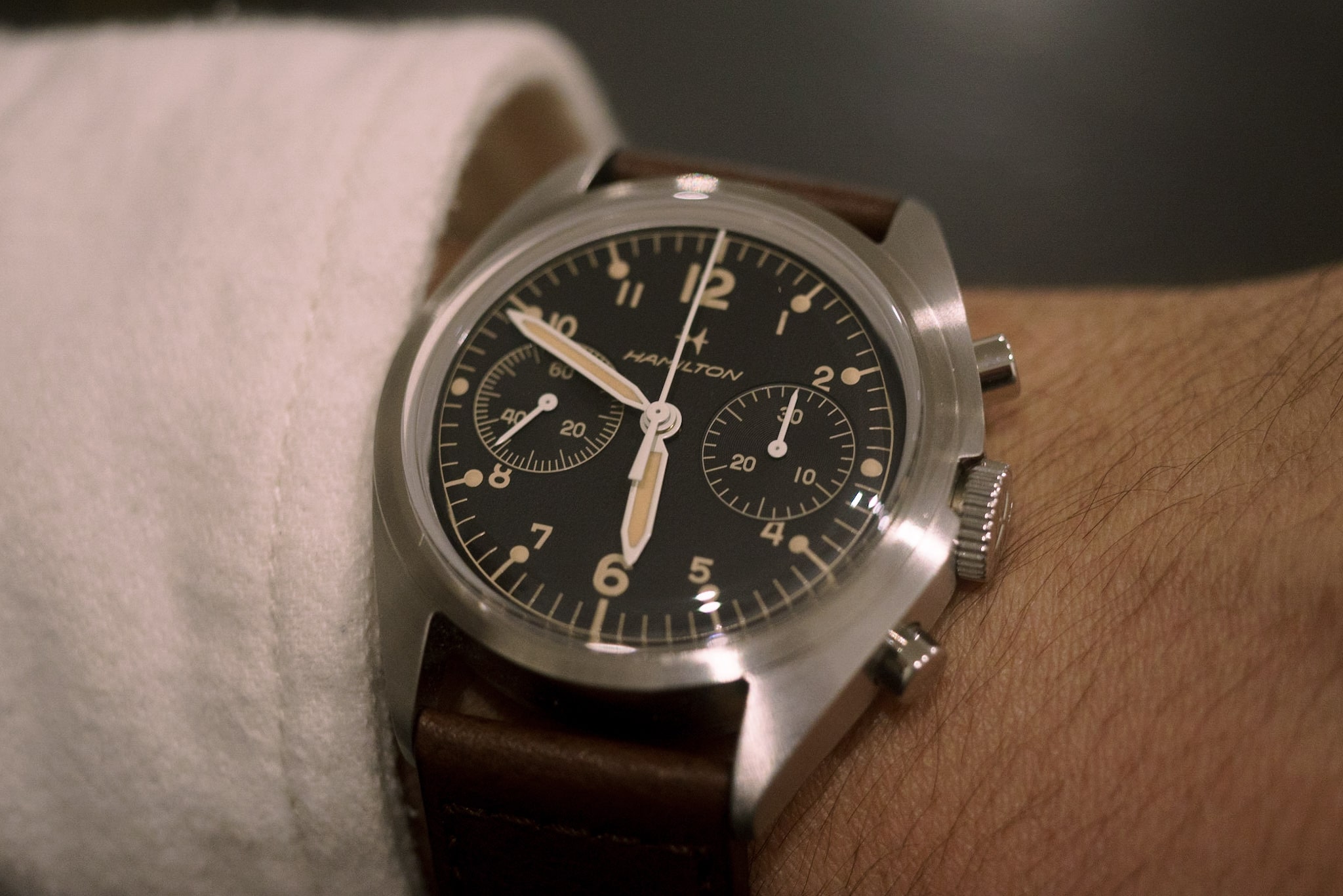 Khaki Aviation Pilot Pioneer Mechanical Chrono