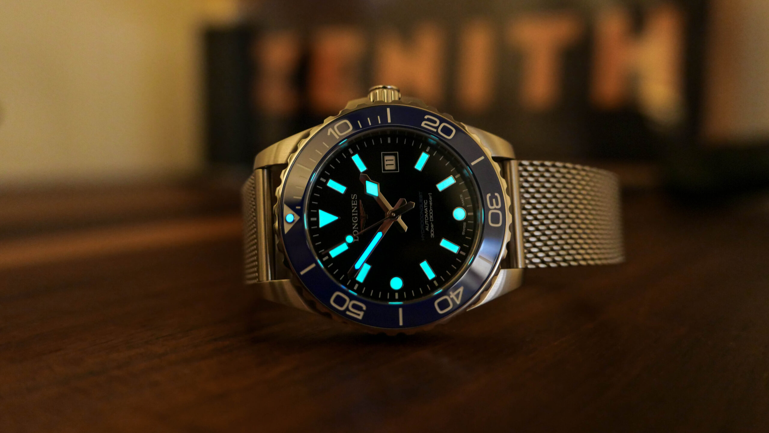 Longines Hydroconquest Blue Ceramic Lume Shot