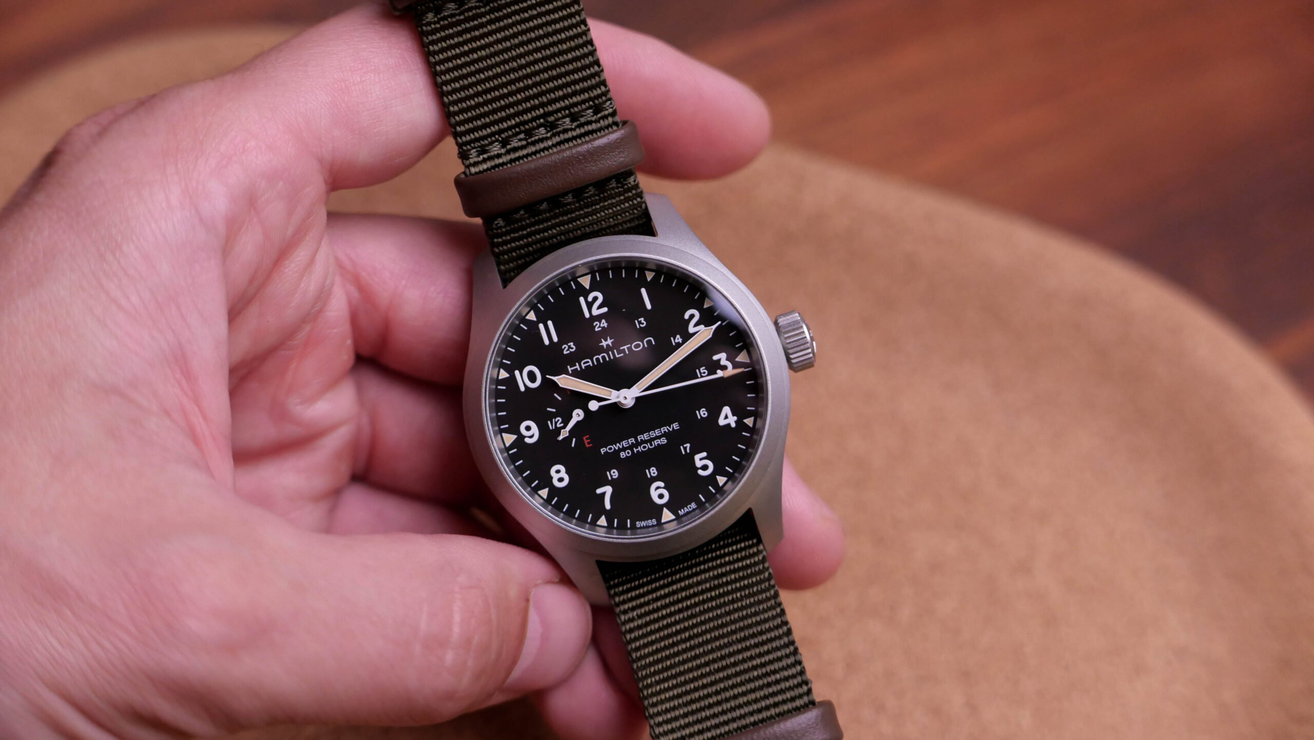 Hamilton Khaki Field Power Reserve Complication In Hand