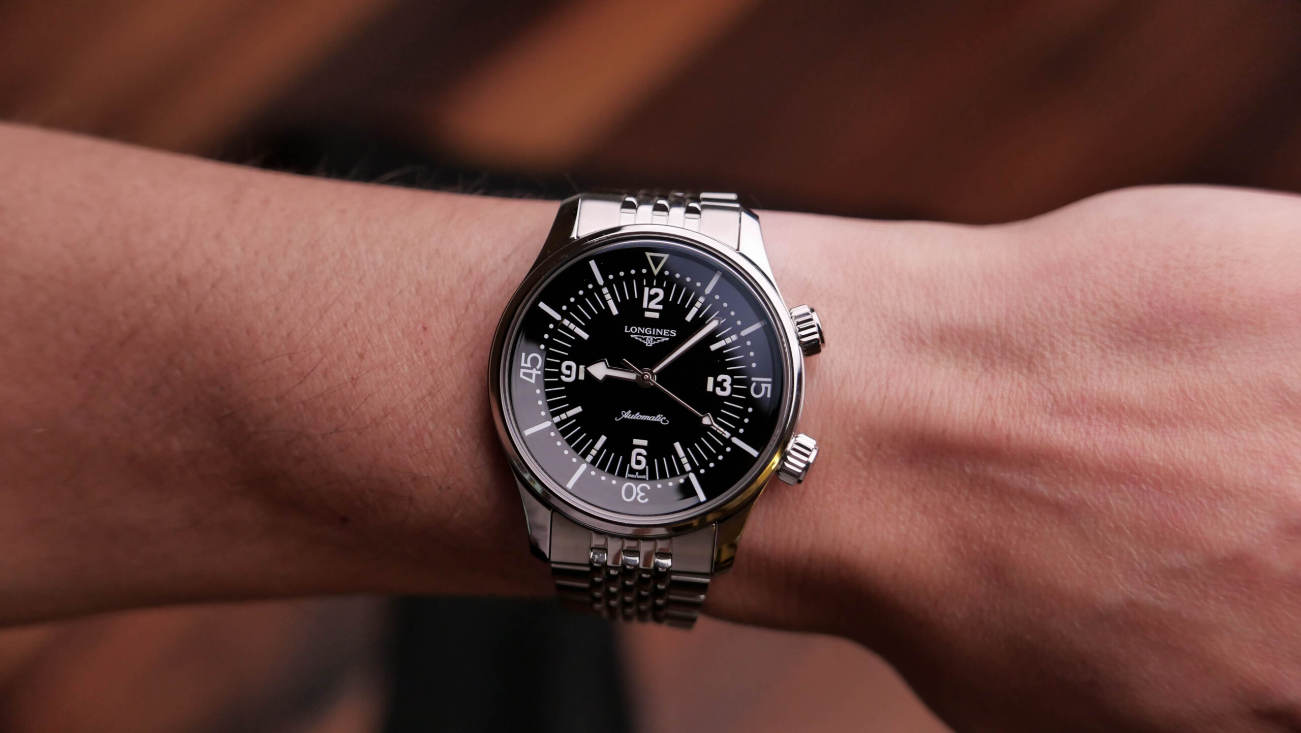 Longines Legend Diver 39 Wrist Shot Close Up